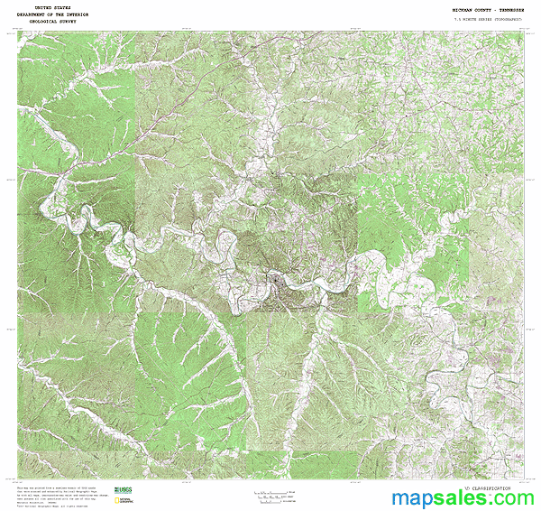 Hickman County, TN Topo Wall Map by MarketMAPS MapSales