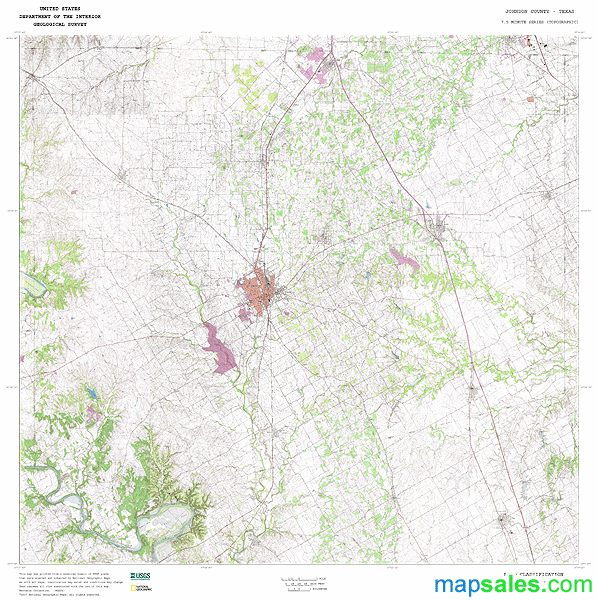 Johnson County, TX Topo Wall Map by MarketMAPS MapSales
