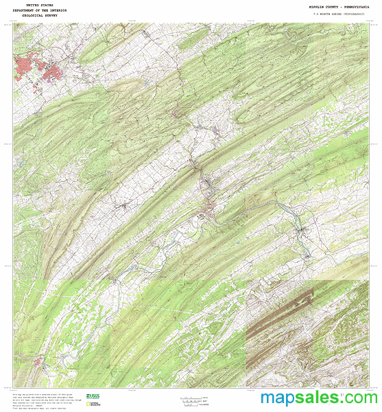 Mifflin County, PA Topo Wall Map by MarketMAPS MapSales