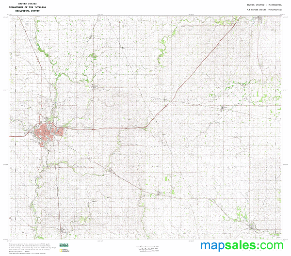 Mower County, MN Topo Wall Map by MarketMAPS MapSales