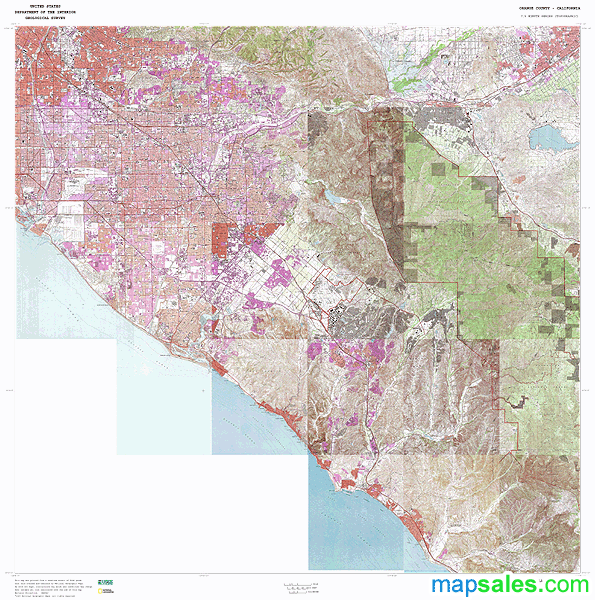 Orange County, CA Topo Wall Map by MarketMAPS