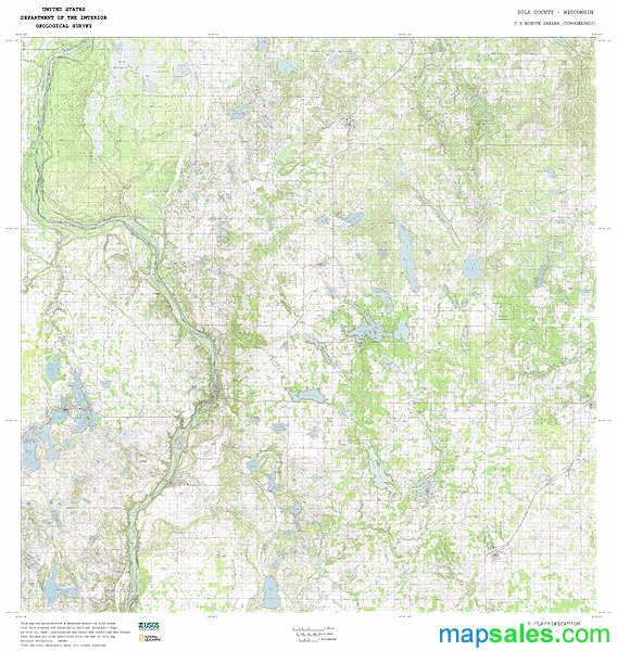 Polk County WI Topo Wall Map By MarketMAPS MapSales