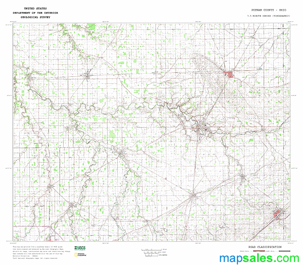 Putnam County, OH Topo Wall Map by MarketMAPS MapSales