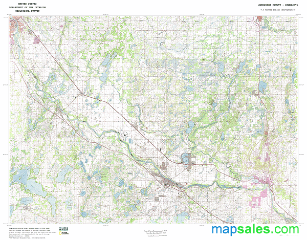 Topographic Map of Sherburne County