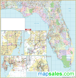 Florida State Zip Code Wall Map by UniversalMap