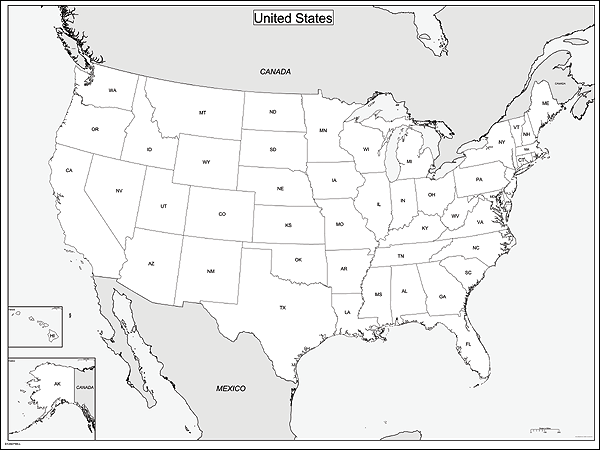 USA State Outline Wall Map