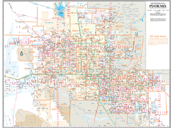 Phoenix Arterial and Collector Zip Code Wall Map