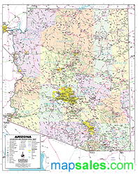 Arizona with Counties Wall Maps by Wide World of Maps