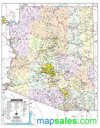 Arizona with Counties Wall Map by Wide World of Maps