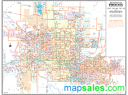 Phoenix Arterial with Zipcodes Zip Wall Map by Wide World of Maps