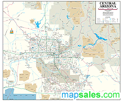 Central Arizona Wall Map by Wide World of Maps