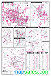 Arizona with Zipcodes Wall Map by Wide World of Maps