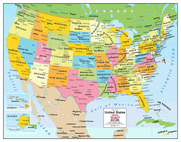 USA Political Wall Map