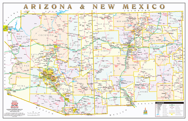 Road Map Of Arizona New Mexico