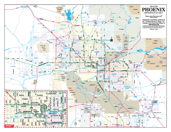 Greator Phoenix Metropolitan Area Wall Map