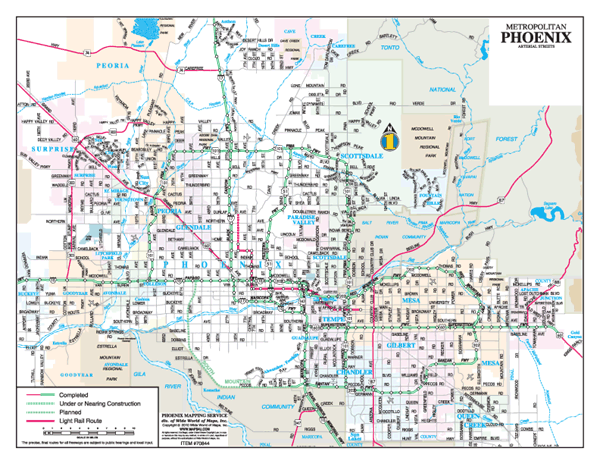 Phoenix Metropolitan Arterial Streets Wall Map