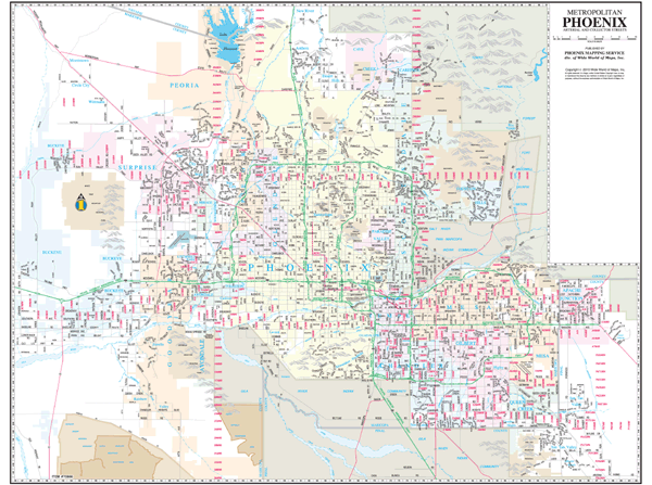 Phoenix Arterial and Collector Streets Wall Map