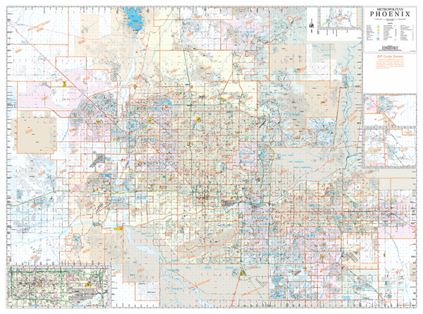 Phoenix Metropolitan Zip Code Wall Map