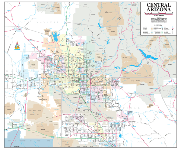 Central Arizona Wall Map