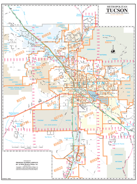 34 Zip Code Map Tucson Maps Database Source